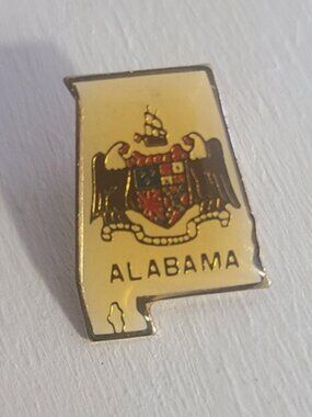 Alabama State Coat Of Arms Lapel Pin Tie Tack Brooch - Vintage Crest Souvenir AL